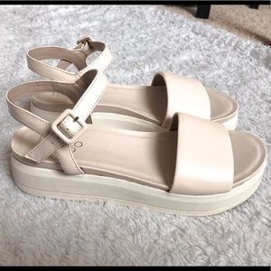 Cream and White Platform Sandals